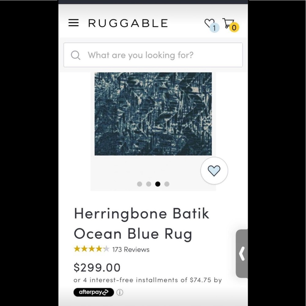 6X9 Ruggable washable area rug cover in Herringbone Batik Ocean Blue EUC